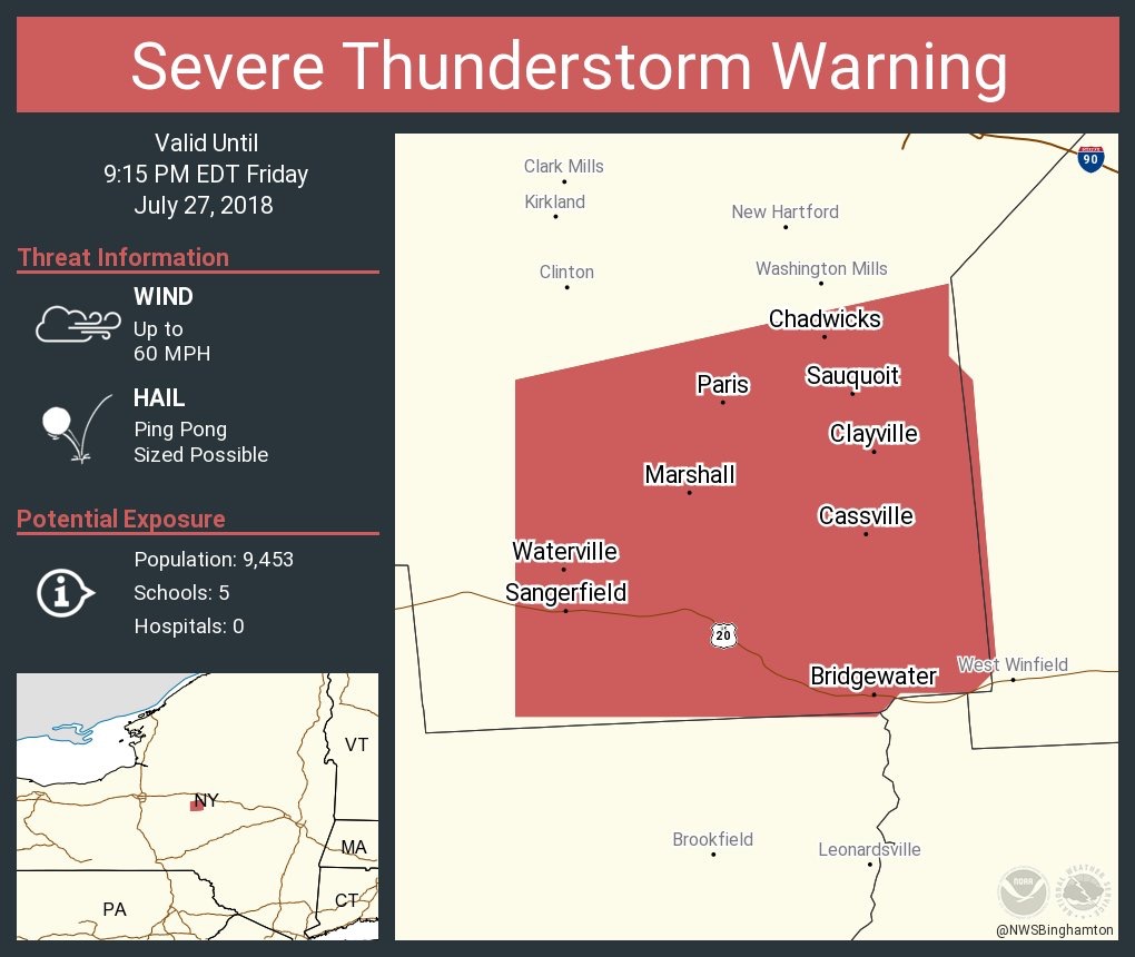 Severe thunderstorm warning | Oneida County Sheriff's Office